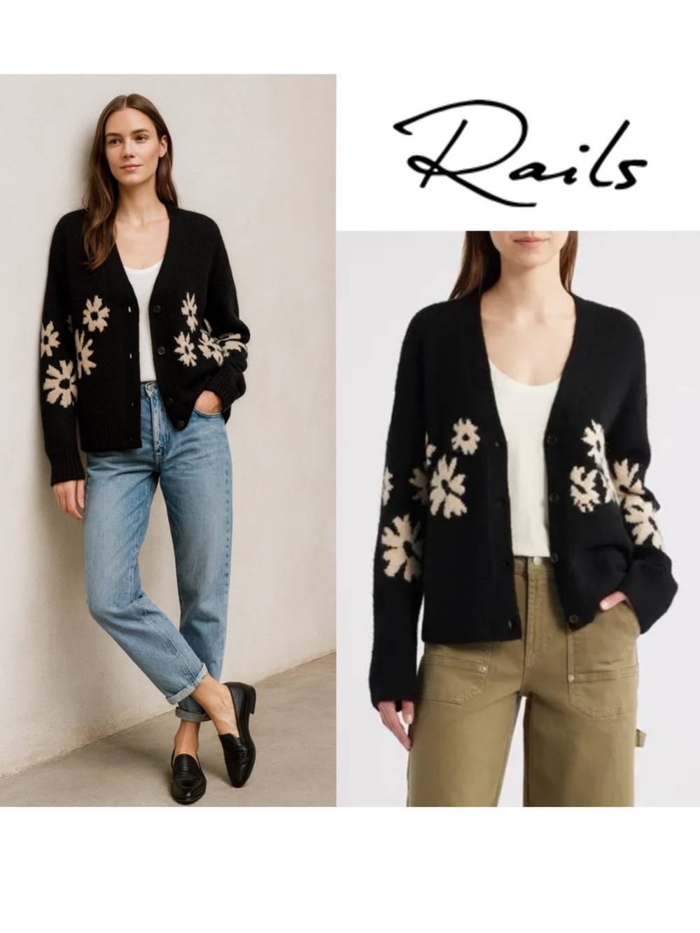 RAILS Georgina Floral Intarsia Cardigan